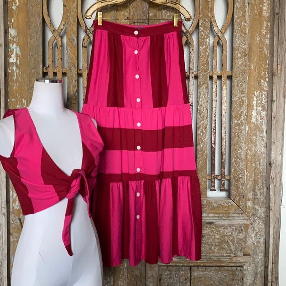 MDS STRIPES KNIT CLAIRE TIE TANK KNIT TIERED SKIRT MARK D SIKES SIZE 1 #56 DRESS - Picture 2 of 10